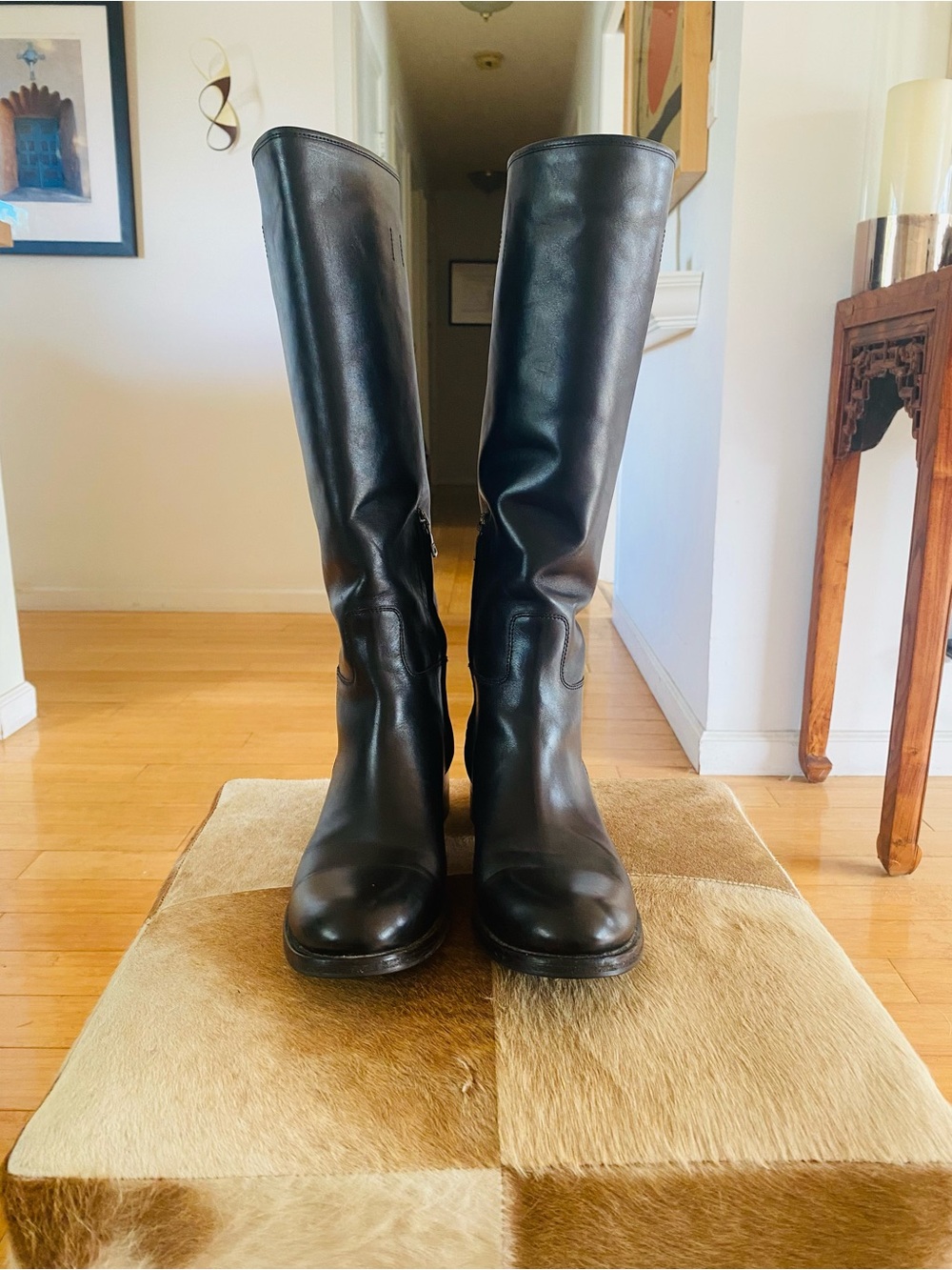 PRADA black leather riding boots